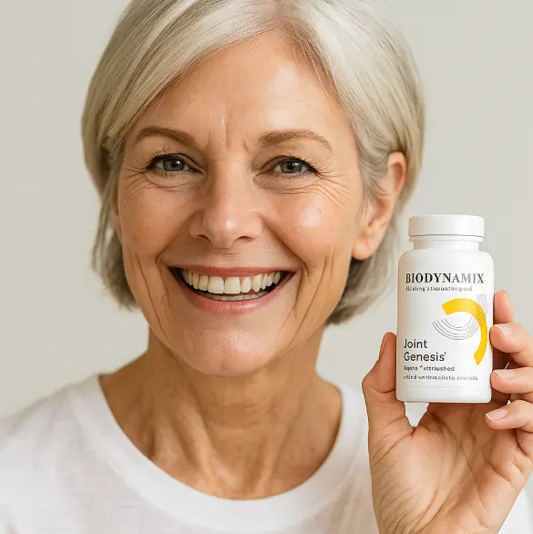 Joint Genesis supplement bottle promoting joint lubrication and mobility.